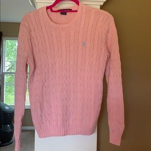Light pink polo Ralph Lauren cableknit sweater